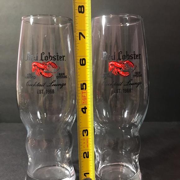 2 Rare Vintage Red Lobster Collectible Tall Cocktail Lounge Drinking Glasses - Picture 4 of 8